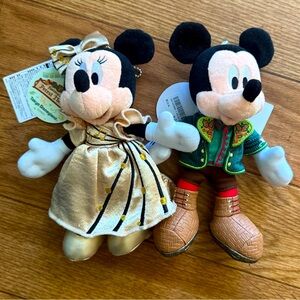 Tokyo Disney Fantasyland Mickey & Minnie Plush Keychains